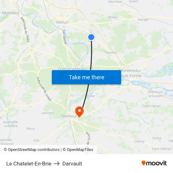 Le Chatelet-En-Brie to Darvault map