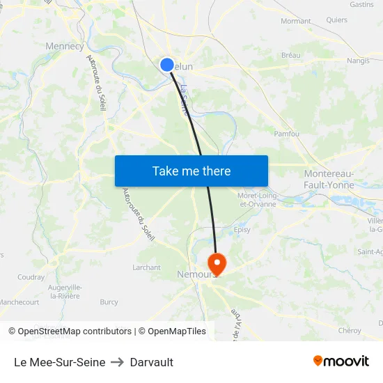 Le Mee-Sur-Seine to Darvault map