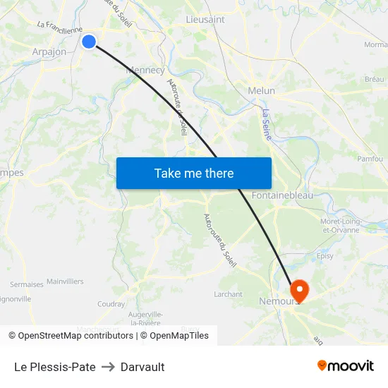 Le Plessis-Pate to Darvault map