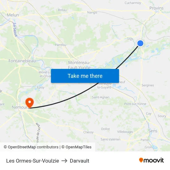 Les Ormes-Sur-Voulzie to Darvault map