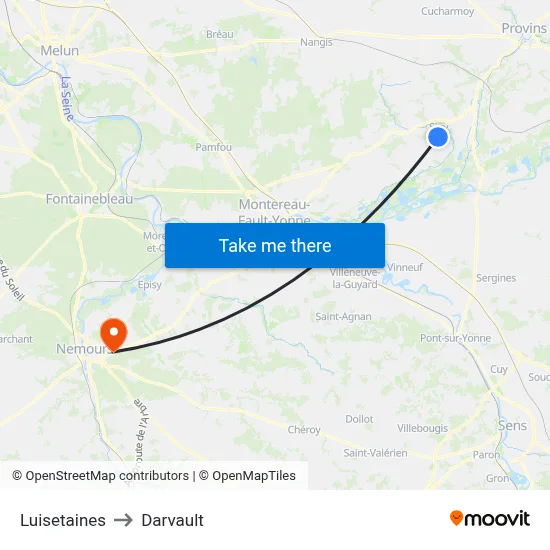Luisetaines to Darvault map