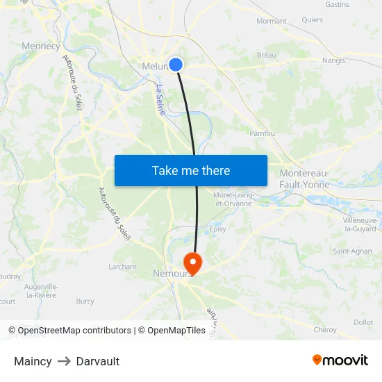 Maincy to Darvault map