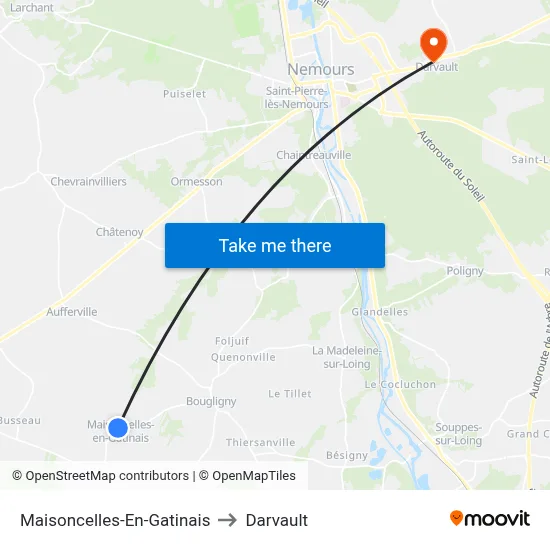 Maisoncelles-En-Gatinais to Darvault map