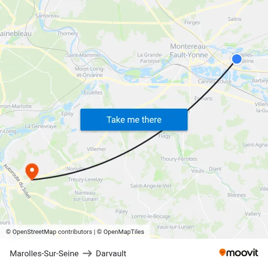 Marolles-Sur-Seine to Darvault map