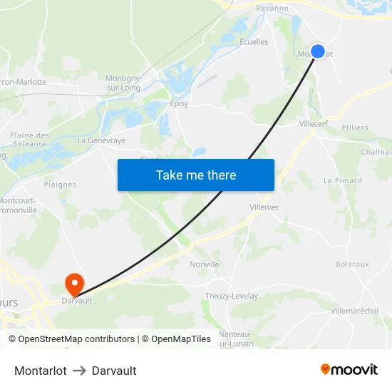 Montarlot to Darvault map