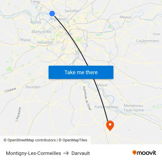 Montigny-Les-Cormeilles to Darvault map