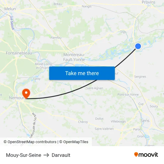 Mouy-Sur-Seine to Darvault map