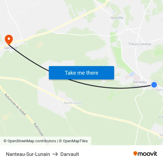Nanteau-Sur-Lunain to Darvault map