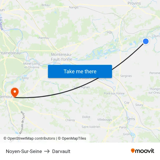 Noyen-Sur-Seine to Darvault map