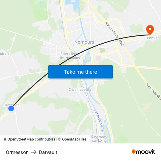 Ormesson to Darvault map