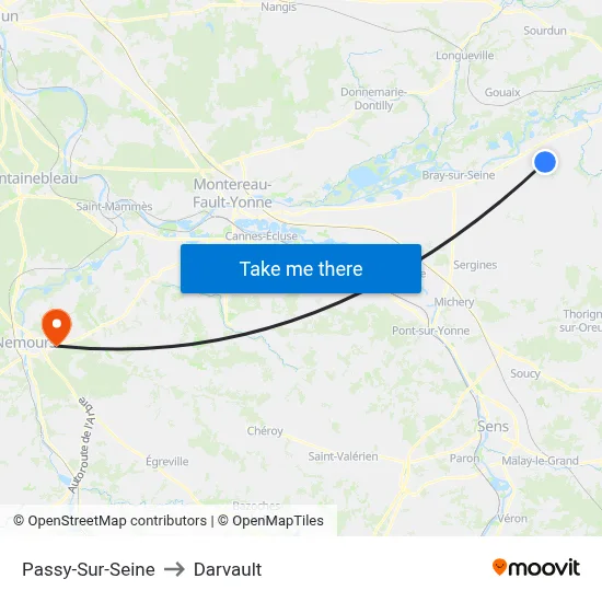 Passy-Sur-Seine to Darvault map