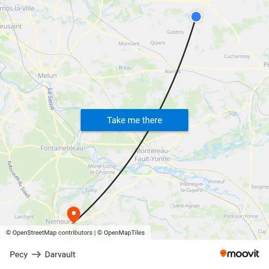 Pecy to Darvault map