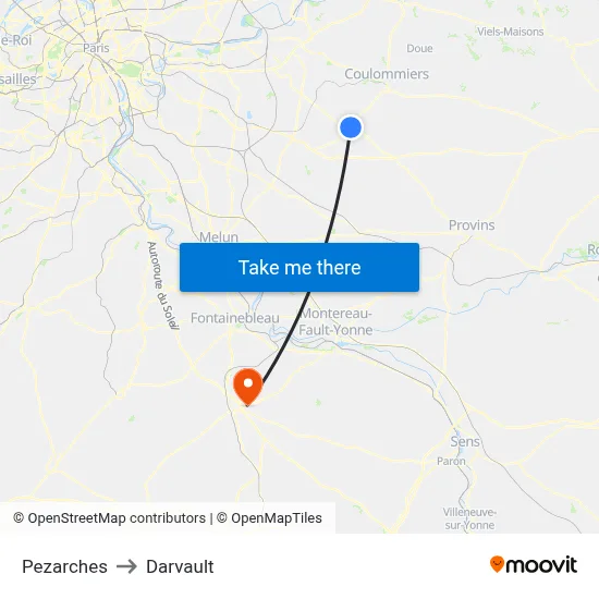 Pezarches to Darvault map