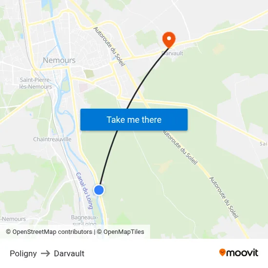 Poligny to Darvault map