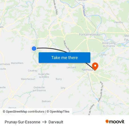 Prunay-Sur-Essonne to Darvault map