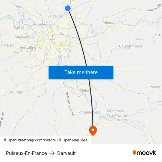 Puiseux-En-France to Darvault map