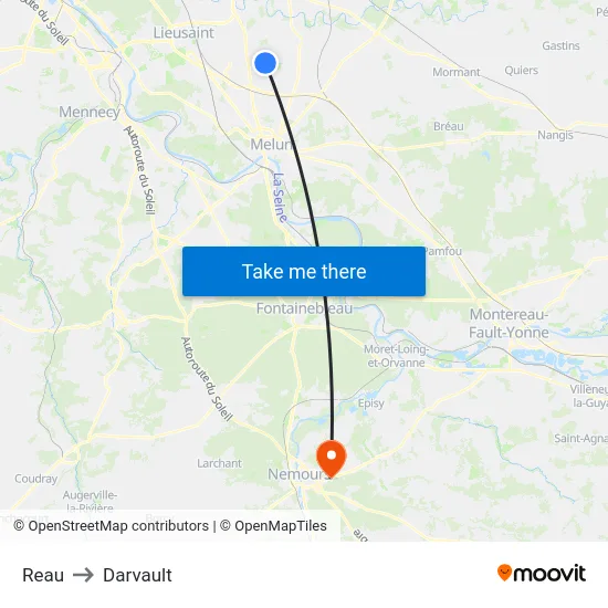 Reau to Darvault map