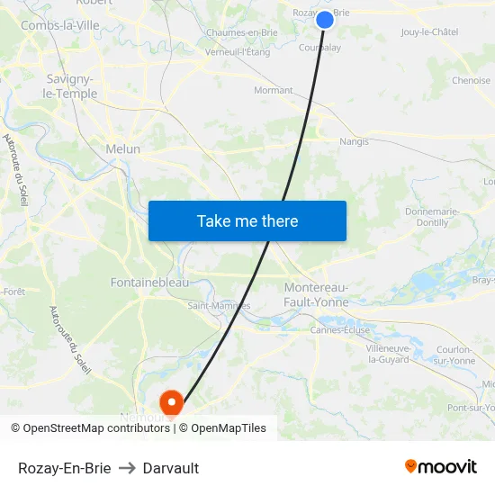 Rozay-En-Brie to Darvault map