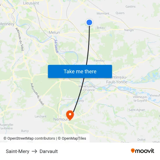 Saint-Mery to Darvault map