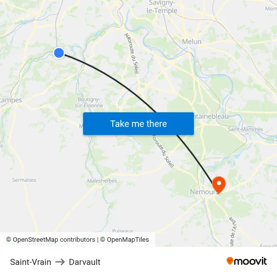 Saint-Vrain to Darvault map