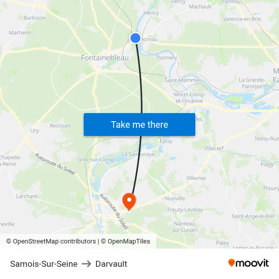 Samois-Sur-Seine to Darvault map