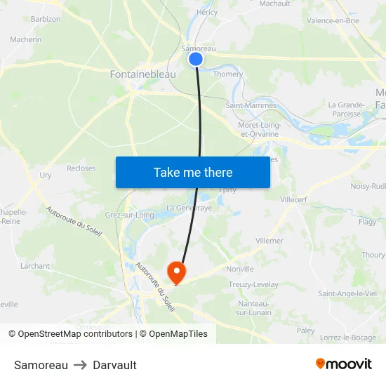 Samoreau to Darvault map