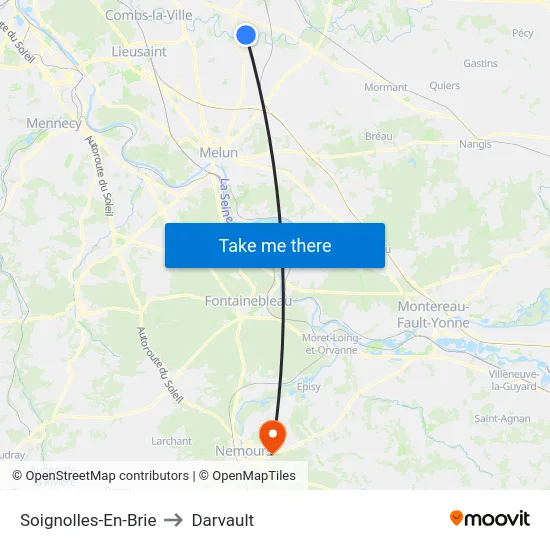 Soignolles-En-Brie to Darvault map