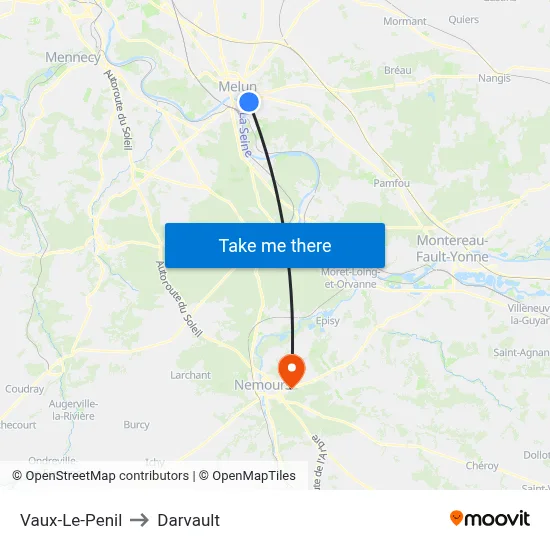 Vaux-Le-Penil to Darvault map