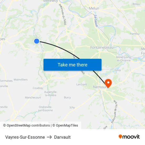 Vayres-Sur-Essonne to Darvault map