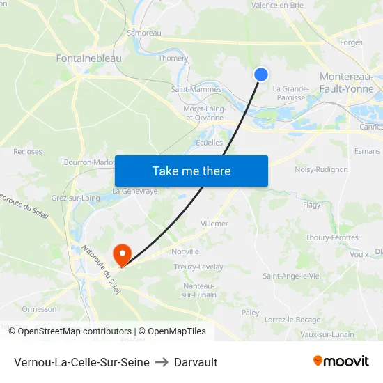 Vernou-La-Celle-Sur-Seine to Darvault map
