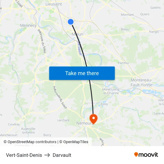 Vert-Saint-Denis to Darvault map