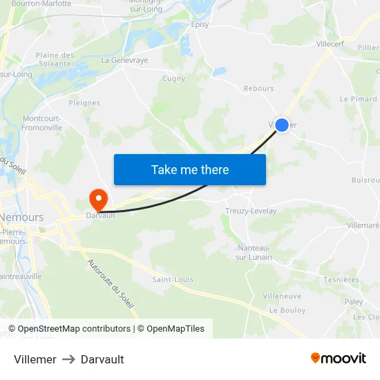 Villemer to Darvault map