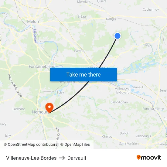 Villeneuve-Les-Bordes to Darvault map