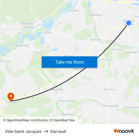 Ville-Saint-Jacques to Darvault map