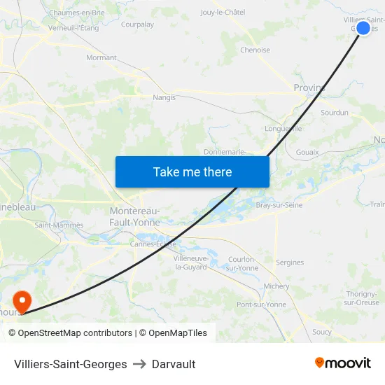 Villiers-Saint-Georges to Darvault map