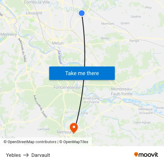 Yebles to Darvault map