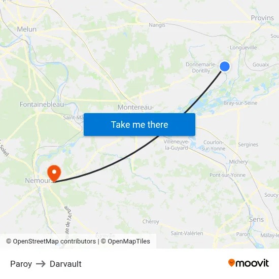 Paroy to Darvault map