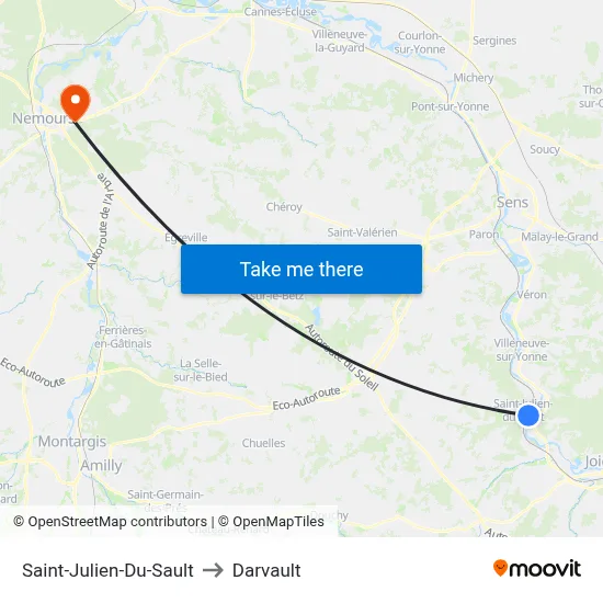 Saint-Julien-Du-Sault to Darvault map