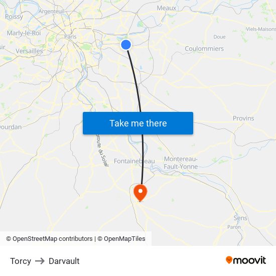 Torcy to Darvault map