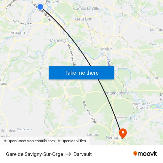 Gare de Savigny-Sur-Orge to Darvault map