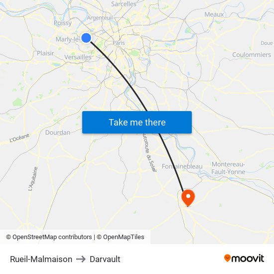 Rueil-Malmaison to Darvault map