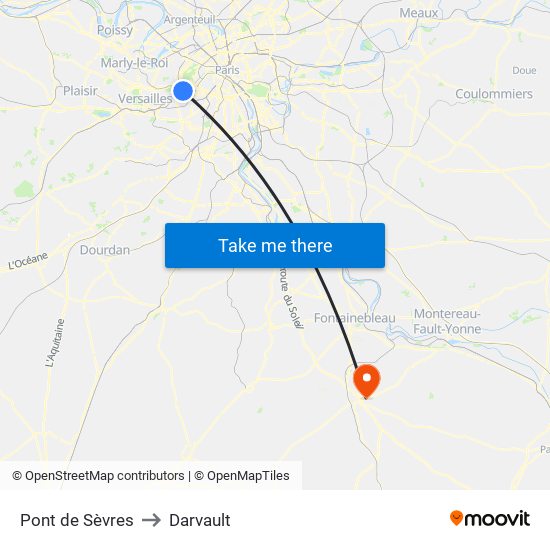 Pont de Sèvres to Darvault map