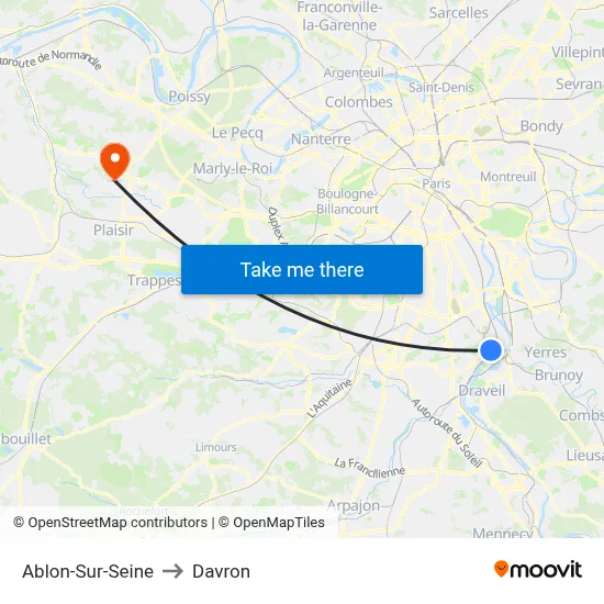 Ablon-Sur-Seine to Davron map