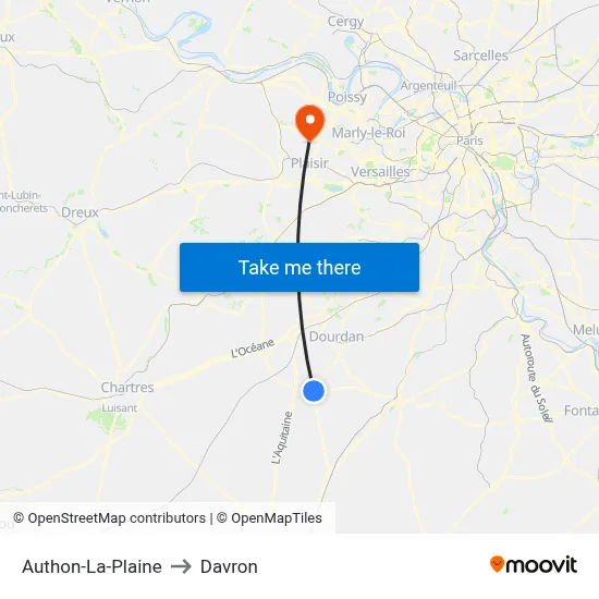 Authon-La-Plaine to Davron map