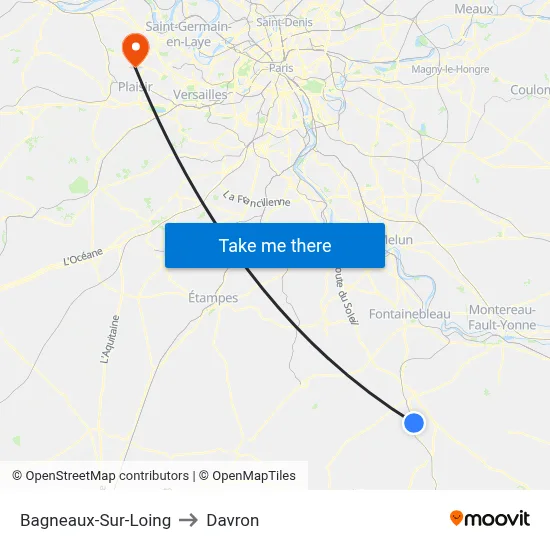 Bagneaux-Sur-Loing to Davron map