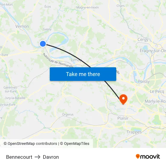 Bennecourt to Davron map