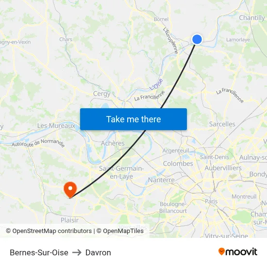 Bernes-Sur-Oise to Davron map
