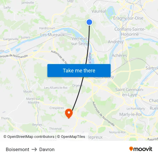 Boisemont to Davron map