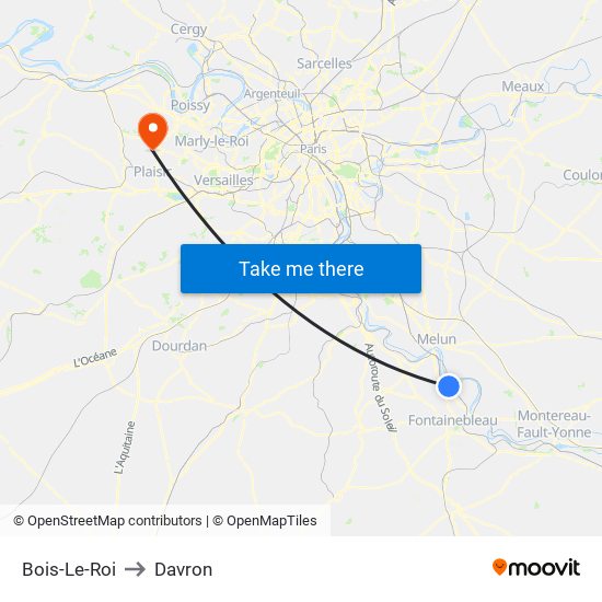 Bois-Le-Roi to Davron map