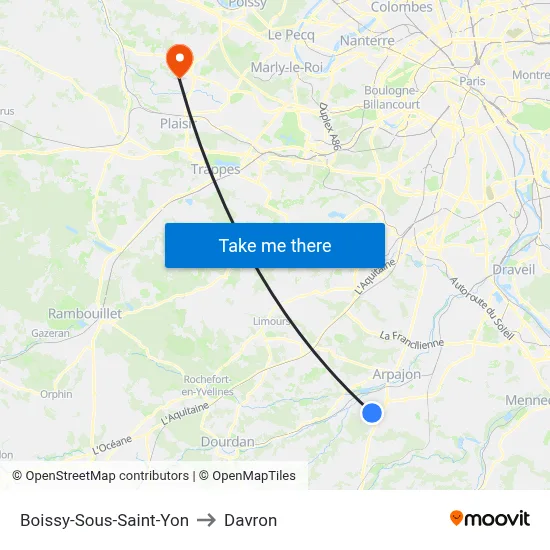 Boissy-Sous-Saint-Yon to Davron map